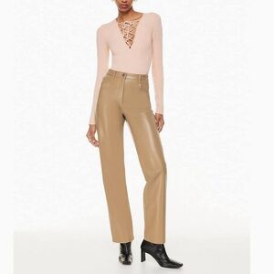 Melina pants lookalike! Faux leather beige nude flare out pants